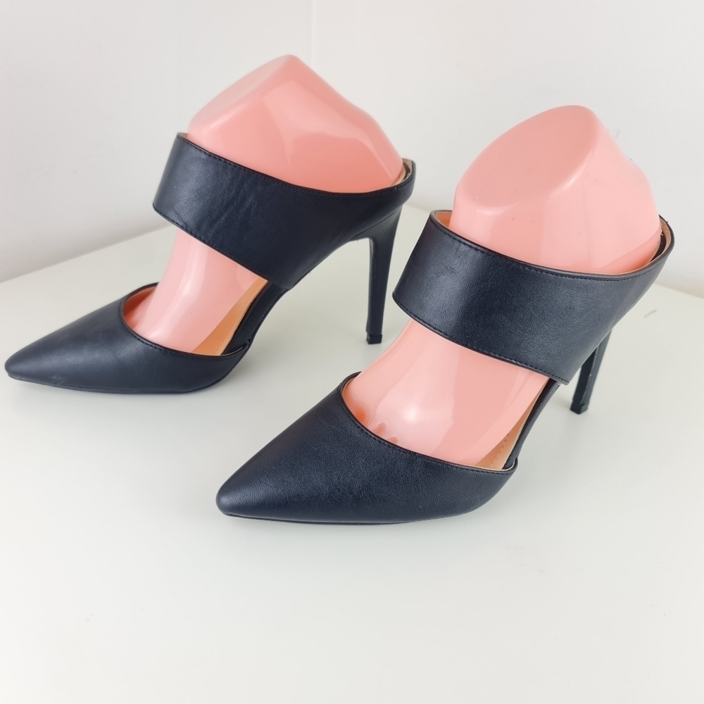 Anne Michelle Steppup Double Strap Mule Pumps Size 10 Black
